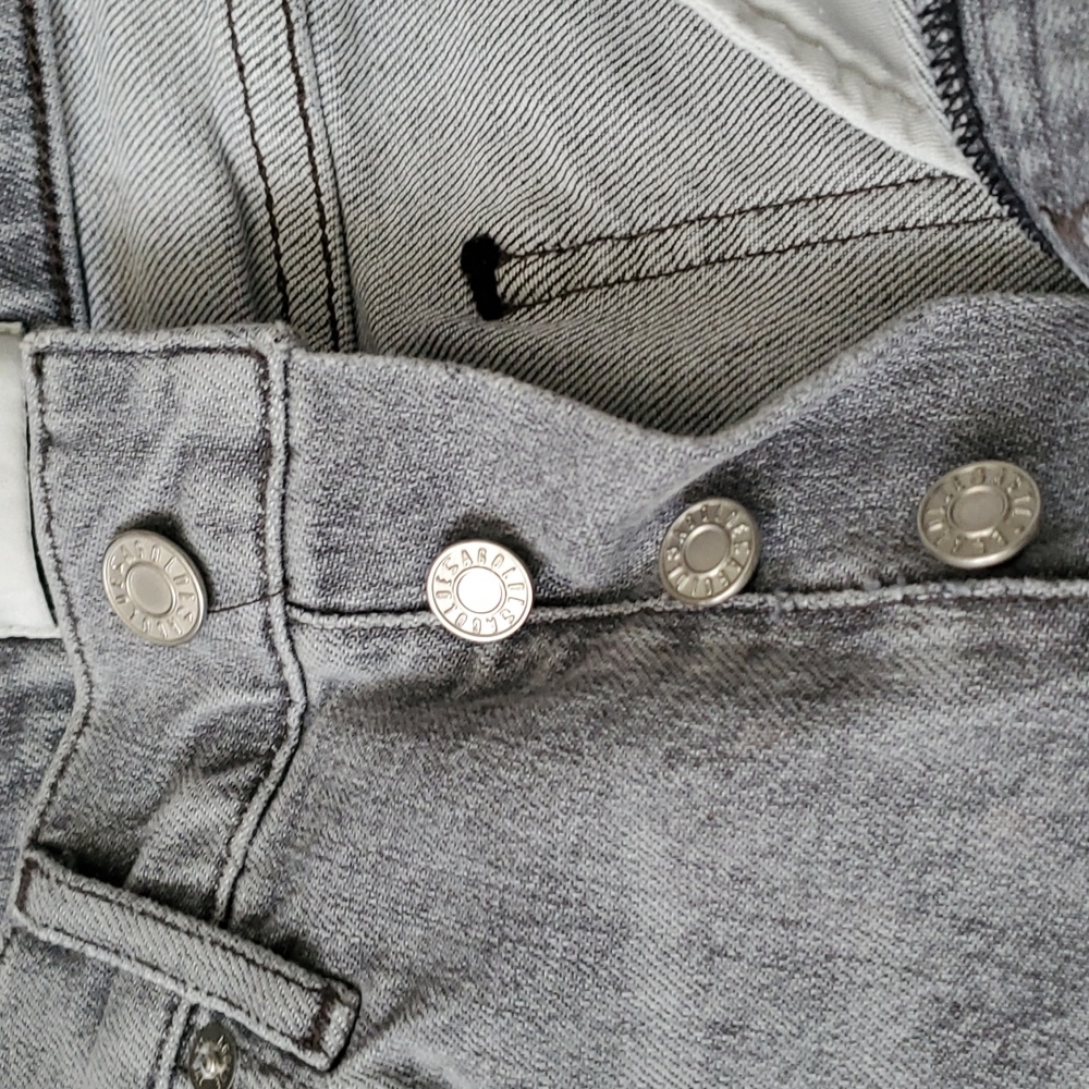 Agolde Nico highrise slim grey silver stretched button fly jeans size 23 - Picture 6 of 16